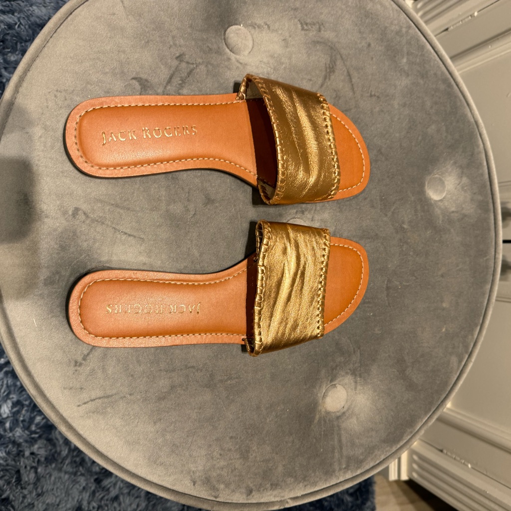Jack Rogers Women’s Rose Gold Sofia Leather Slide Slip On Sandals Us 8.5.